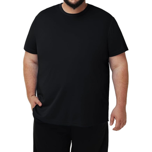 T-shirt en coton noir à manches courtes et col rond pour homme, coupe classique, tricoté en jersey, respirant, couleur unie - Product Image 3