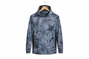Sweat à capuche de pêche pour homme UPF 50, manches longues, anti-UV, imprimé par sublimation, motif poisson bleu, pull-over - Product Image 1