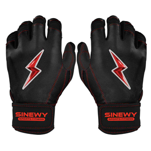 SINEWY SPORTS Leather Batting Gloves Blue White Right Hand <b>Hook</b> And Loop Closure Unisex Adult Training Durable - Product Image 6