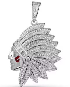 Indian Chief Head Charms Pendant Hip Hop Pendant Iced Out Antique 925 Silver Pendant Vintage Jewelry Rapper Bling Pendant - Product Image 1