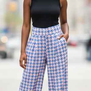 Pantalones Anchos de Mujer con Estampado de Pata de Gallo, Cintura Alta, Estilo Palazzo, Casuales y Elegantes - Product Image 5