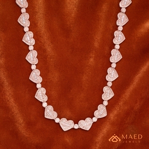 Collier à maillons en forme de cœur en moissanite plaqué or rose, bijoux de mode, pendentif élégant et moderne pour femmes et hommes, style New York City - Product Image 2