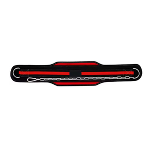 Weightlifting Dip <b>Belt</b> with Chain Adjustable Waist Support Heavy Duty Hook Loop Gym Training Black <b>Red</b> - Product Image 3