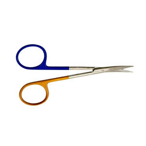 Tijeras de Disección Profesionales de Acero Inoxidable, Hojas Curvas y Rectas, Puntas Afiladas, Mango de Color Dorado y Azul, Quirúrgicas MOL - Product Image 4