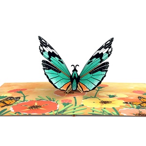 การ์ดป๊อปอัปดอกไม้ผีเสื้อสำหรับวันเกิดงานแต่งงานงานหัตถกรรมบัตรกระดาษรูปสัตว์ - Product Image 2