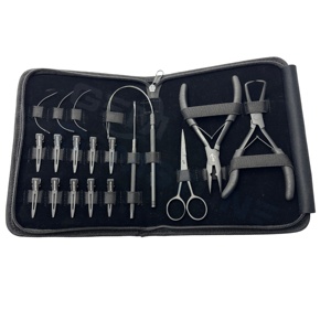 Hair Extension Micro <b>Bead</b> Tool <b>Kit</b> with Pliers Needles Hook Loop Scissors Professional Salon Hair Installation Tools Set - Product Image 1