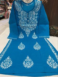 ชุดคุर्ตาผ้าฝ้ายพิมพ์ลายดอกไม้สีน้ำเงินกรมท่าสำหรับผู้หญิง แขนยาว สไตล์ชาติพันธุ์ ซื้อโดยตรงจากผู้ผลิต - Product Image 5