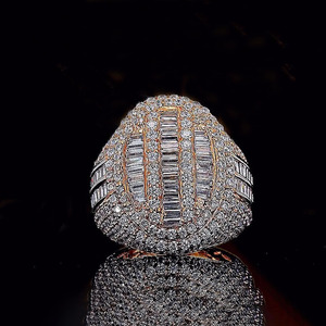 Baguette and Round Cut Moissanite Diamond Iced Out Style Mens Engagement <b>Ring</b> 925 Sterling <b>Silver</b> Hip Hop Gift <b>Statement</b> Jewelry - Product Image 1