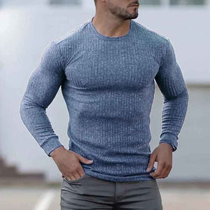 Knitted Men Regular Sleeve Breathable <b>Spring</b> Fitness <b>Compression</b> T-Shirt Gym Workout High Quality Top Running Jogging Wear - Product Image 2