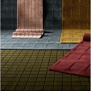 Tapis moderne bleu marine tufté à la main, 100 % laine de Nouvelle-Zélande, tapis géométrique texturé pour salon et chambre à coucher - Product Image 2