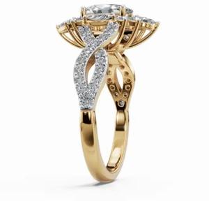 Élégance Couronnée - Bague de Fiançailles avec Diamant de Laboratoire Taille Brillant de 1,487 Carats, 45 Diamants, Or Jaune, Rose ou Blanc 9KT, 14KT, 18KT - Product Image 3