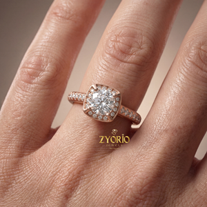 Luxury 925 Sterling <b>Silver</b> Round Cut Lab Grown Diamond Halo Signet Style Engagement Wedding <b>Ring</b> for Women Gift Party Jewelry - Product Image 1