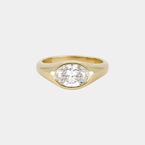 Bague de fiançailles ovale 2 carats en diamant de laboratoire, or massif 14K 18K personnalisé, solitaire moderne, élégant, de luxe, pour usage quotidien, prix d'usine - Product Image 1