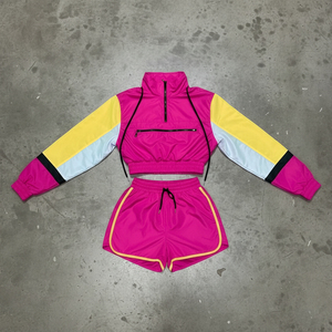 Conjunto Corto de Chaqueta Cortavientos de Encaje de Color Sólido y Corte Regular, Hecho a Medida OEM/ODM para Mujer, Resistente al Viento e Impermeable, Ropa Casual - Product Image 2