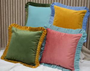 Luxury Velvet Ruffle Cushion Cover Decorative <b>Throw</b> Pillow Cover Soft Plush Home Sofa Bed Decor Wholesale Manufacturer - Product Image 1