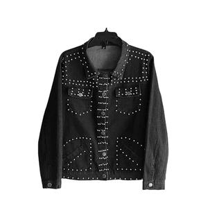 Veste en jean pour homme de la série Elite, ornée de cristaux étincelants, vêtement d'hiver haut de gamme, coutures renforcées, veste en jean ornée de strass - Product Image 1