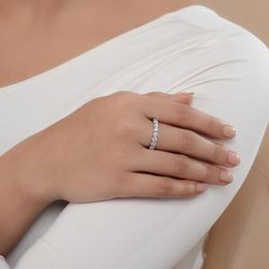 Bague d'éternité en diamant de laboratoire, coupe ronde, cercle complet, alliance de mariage, plaqué or massif 14K 18K, certificat de bijoux, cadeau de mariage - Product Image 3