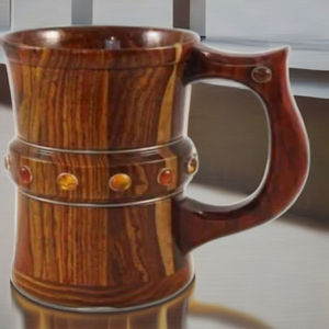 Mug à bière en bois et en métal gravé de haute qualité, ensemble de bar rustique avec logo personnalisé pour le vin, la bière, le miel, les fêtes, HA HANDICRAFT - Product Image 1