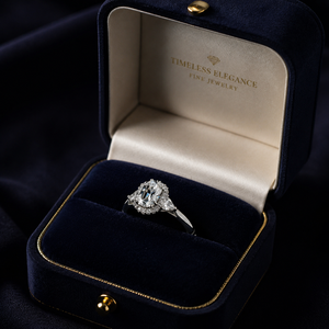 Bague de fiançailles en or blanc 14 carats avec diamant ovale cultivé en laboratoire |   Solitaire avec pierres latérales rondes et en taille trillion |   Bijoux de Mariage de Luxe - Product Image 4