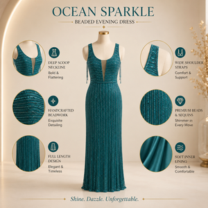 Emerald Green Beaded Evening Gown Women Deep V Neck Sleeveless Embellished Maxi Dress Formal Wedding Prom Party Luxury Designer - Product Image 5