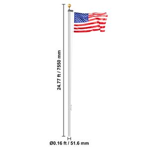 Kit Asta Portabandiera in Alluminio Rinforzato da 7,6 m con 3 Modalità di Visualizzazione, Stile Pennant per Bandiera 3x5, da Inserimento nel Terreno - Product Image 6