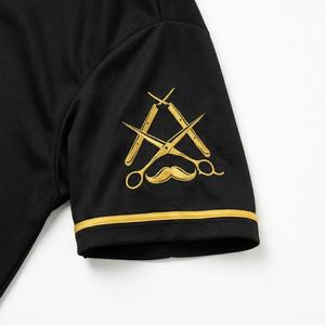 Camisa de Barbero Negra para Hombre, Manga Corta, con Botones, Uniforme para Corte de Pelo y Afeitado, Blusa de Trabajo de Algodón con Protección contra Pinchazos - Product Image 5