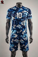 Uniforme de fútbol de manga corta con camuflaje azul, conjunto de jersey para entrenamiento de fútbol, ropa deportiva con estampado personalizado, uniforme de voleibol