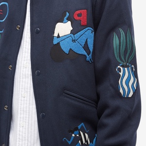 Custom Patchwork <b>Navy</b> Blue Varsity <b>Jacket</b> Men <b>Women</b> Streetwear Embroidery Vintage Letterman Bomber <b>Jacket</b> Unisex Outerwear - Product Image 5