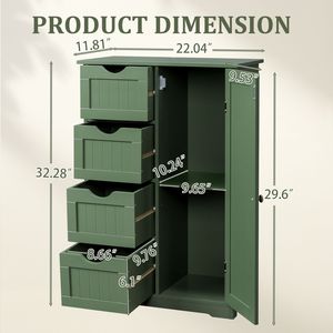 Mobile da bagno moderno verde foresta con impiallacciatura in melamina, 4 cassetti e 1 anta 56*30*82,5 cm - Product Image 6
