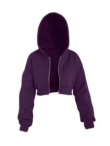 Sudaderas ecológicas de punto OEM para mujer, de algodón y forro polar, estilo crop con hombros caídos, ropa casual de calle, de punto de algodón para otoño. - Product Image 1