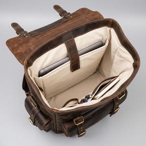 Handcrafted Genuine Leather Anti-Theft <b>Roll</b> Top <b>Backpack</b> Vintage <b>Backpack</b> Bag Unisex Waterproof Travel Day Pack Zipper LTBP-0201 - Product Image 3