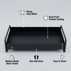 Minimalist <b>Black</b> Metal With Rail For <b>Shower</b> Easy Cleaning - Product Image 3