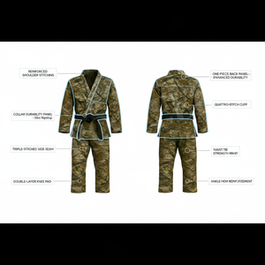 Kimono de Jiu Jitsu Brasileño (BJJ) de Alta Calidad con Estampado de Camuflaje en Toda la Superficie, Uniforme de Algodón para Entrenamiento de Artes Marciales - Product Image 2