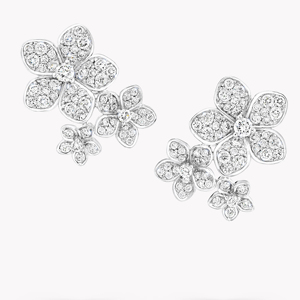 Flower Shape Diamond <b>Stud</b> <b>Earrings</b> 925 <b>Silver</b> Women Romantic Wedding Jewelry - Product Image 1