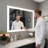 Miroir de salle de bain intelligent rétroéclairé avec éclairage LED, anti-buée, rectangulaire, tactile, 48 x 36 pouces, écran lumineux