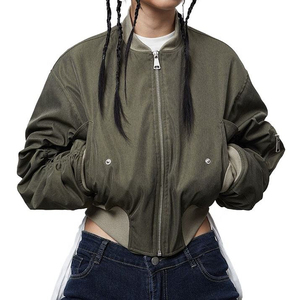 Dernières tendances streetwear Y2K : Blousons bomber courts en toile pour femme, personnalisables OEM, designs vintage hip-hop, livraison rapide - Product Image 1