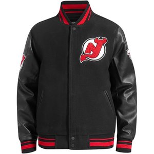 Chaqueta Varsity Negra para Hombre, Nueva y de Alta Venta, con Mangas de Cuero con Logotipo Rojo y Blanco, Diseño de Parche Bordado, Ropa Casual de Otoño - Product Image 2
