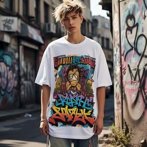 Camiseta personalizada con lavado ácido 2025 para hombre, ropa de calle, 100% de algodón, manga larga de gran tamaño, estampado de pantalla, patrón sólido, ajuste holgado - Product Image 2