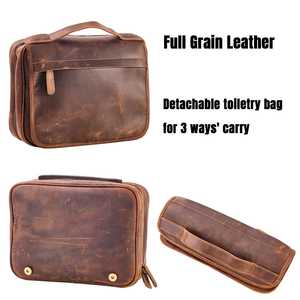 Premium Leather Toiletry Bag Men Travel Cosmetic Organizer Waterproof Grooming Storage <b>Case</b> LTB-0131 - Product Image 2