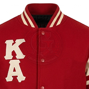 Veste de fraternité Alpha Psi, couleur rouge contrastée, manches longues, broderie avec logo en lettres grecques, style varsity, sweat-shirt pour homme - Product Image 4