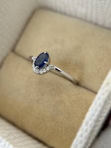 แหวนไพลินสีน้ำเงินธรรมชาติ แหวนหมั้นสีน้ำเงินรอยัล แหวนวันครบรอบสไตล์อาร์ตเดโค แหวนสัญญาสำหรับผู้หญิง เครื่องประดับ - Product Image 4