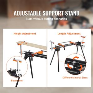 Supporto per troncatrice pieghevole in acciaio con capacità di carico di 550 libbre per macchine per seghe in legno - Product Image 4