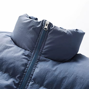 Veste d'hiver décontractée à capuche en duvet bleu de qualité supérieure, coupe régulière, fermeture éclair, couleur unie, coupe-vent - Product Image 5