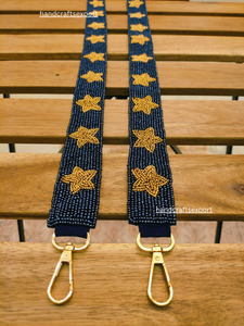 Beaded Star Pattern Luxury Strap <b>Navy</b> Blue Gold Stars Fashion Handbag <b>Accessory</b> Safety Portable High Quality - Product Image 6