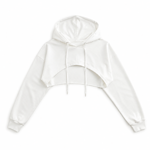Minimalist Solid Color Layered Crop Hoodie women's shirt Custom Cotton Open Front Bolero <b>Shrug</b> Long Sleeve Drawstring Athleisure - Product Image 4
