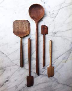 Ensemble de cuillères de cuisine en bois de qualité supérieure avec finition en bois naturel, comprenant une spatule, une louche et une cuillère à mélanger pour la cuisine - Product Image 5