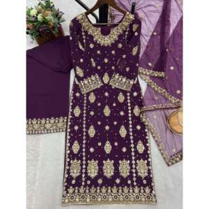 ชุดเสื้อชีฟองสวยงามพร้อมกางเกงและผ้าคลุมไหล่แฟนซีสำหรับงานปาร์ตี้ - Product Image 4