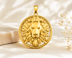 Lion Head 925 Sterling Silver Handmade 18k Gold Plated Animal Pendant For Unisex Jewelry Birthday Gift For Her - Product Image 2