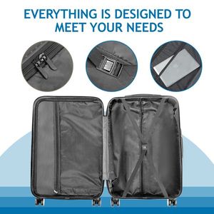 Set di Valigie 3-in-1 con Strisce Verticali Curve in Alluminio con Serratura TSA - Leggero e Alla Moda in Blu Reale - Product Image 5