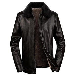 High Quality Custom Front New Design 100% Soft Warm Men Plus Size Crew Neck Pocket <b>Synthetic</b> <b>Leather</b> - Product Image 3